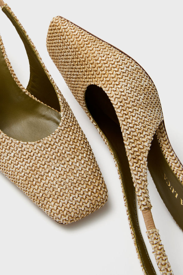Natural Raffia Ilaria Slingback Heels