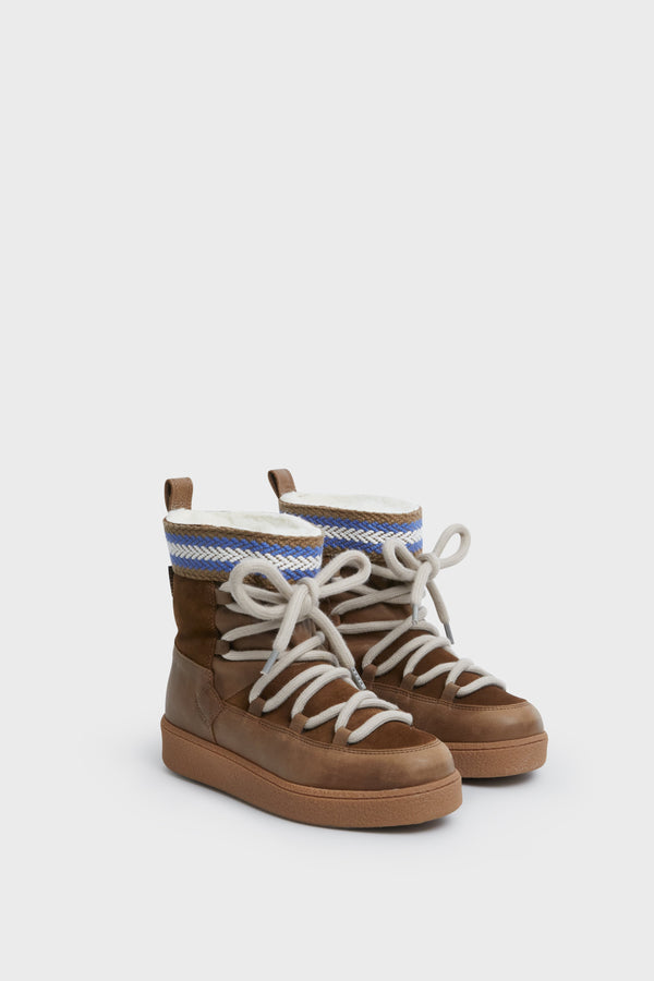 Brown Cosmos Leather Wool-Lined Boots